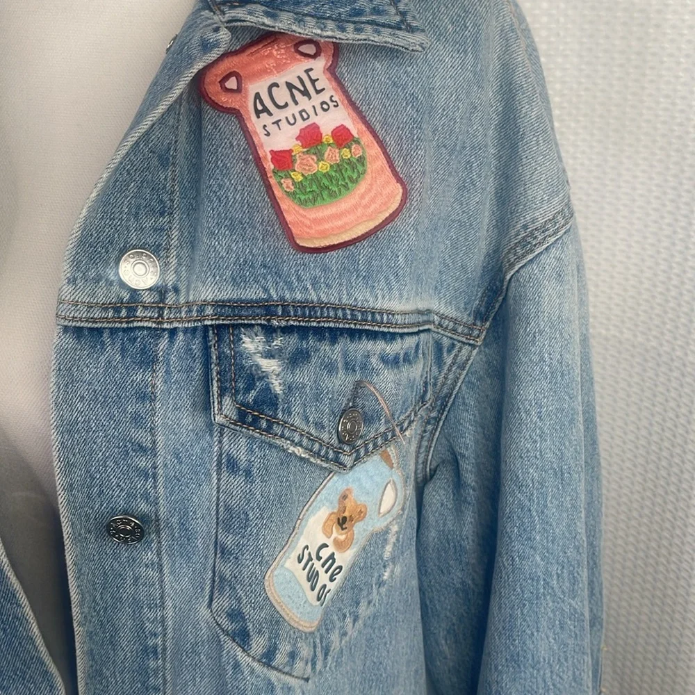 Acne Studios Vase Graphic Appliqué Denim Jacket Grant Levy-Lucero Art-to-Wear OS - Picture 5 of 16